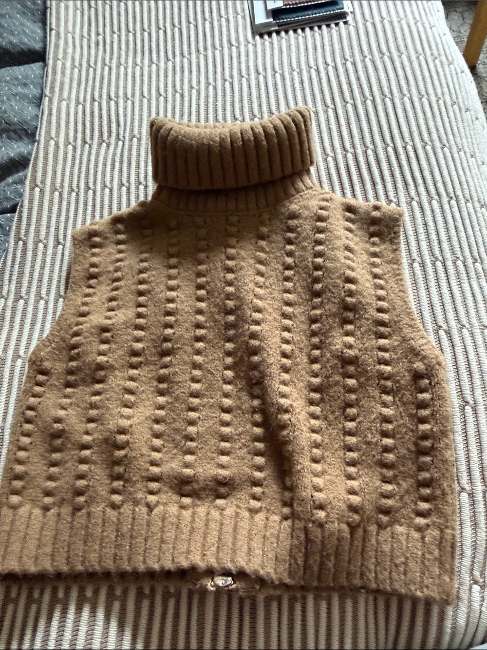 Zara Camel/Tan Sleeveless Turtleneck Knit Vest